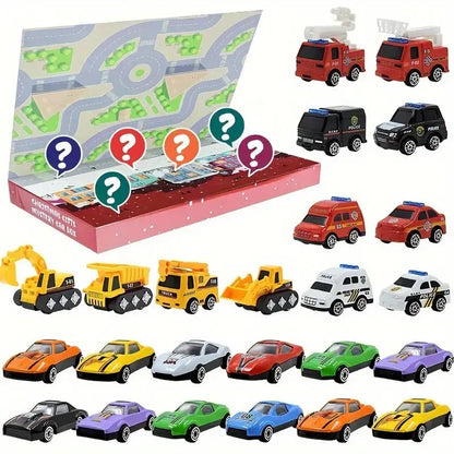 24 Pieces Holiday Countdown Calendar Vehicle Themed Set