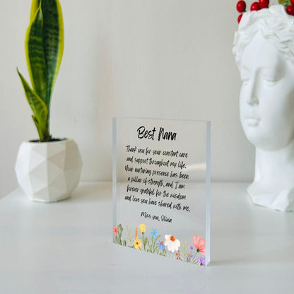 Customized Text With Flower Print Frame