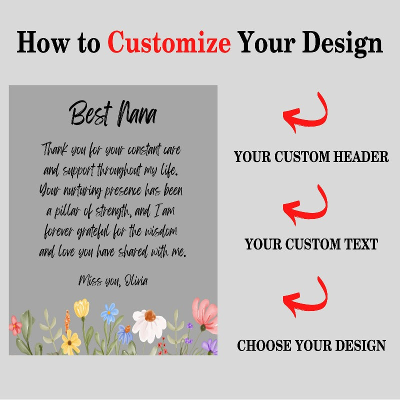 Customized Text With Flower Print Frame