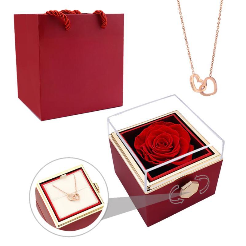 Eternal Rose Gift Box With Engraved Necklace