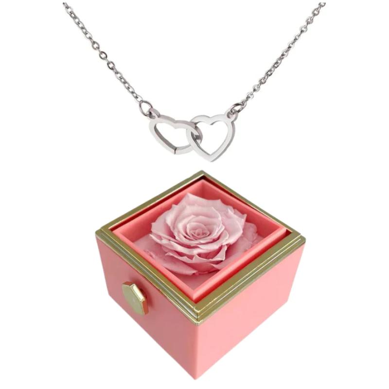 Eternal Rose Gift Box With Engraved Design Necklace