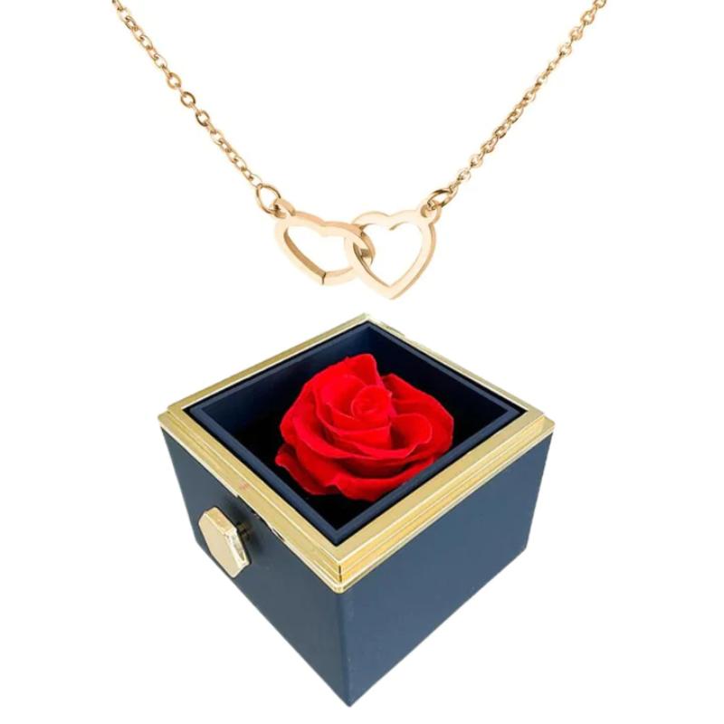 Eternal Rose Gift Box With Engraved Design Necklace