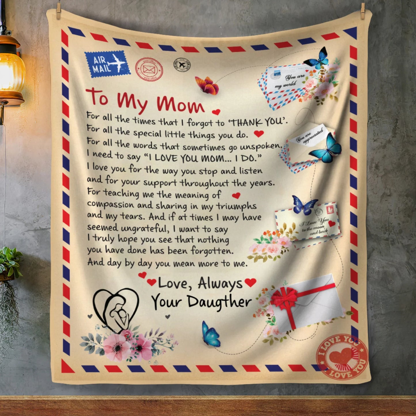 Giant Post Card Blanket Gift For Mom