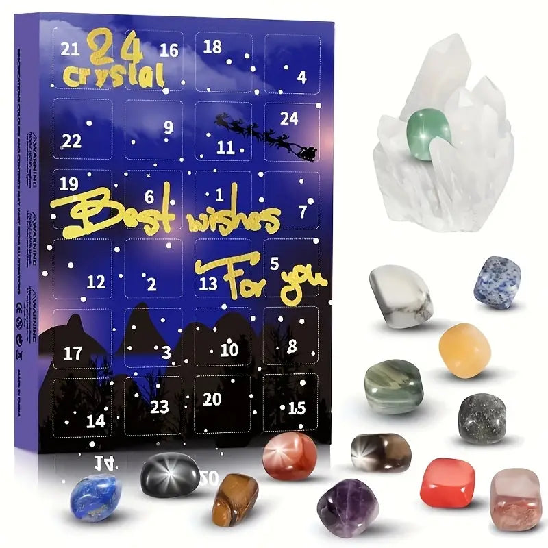 24 Pieces Christmas Calendar Crystal Gemstones Set