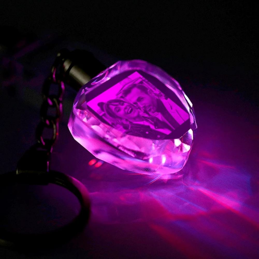 3D Crystal Heart Shaped Photo Keychain