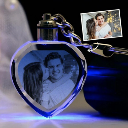 Crystal Heart Shaped Photo Keychain