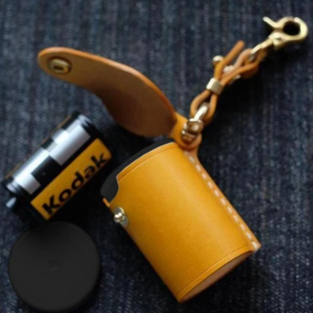 Leather Bottle Case For Camera Roll Keychain