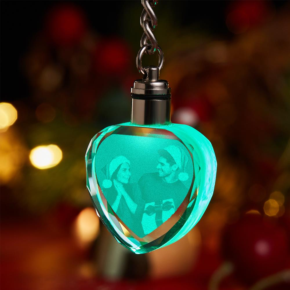 3D Crystal Heart Shaped Photo Keychain