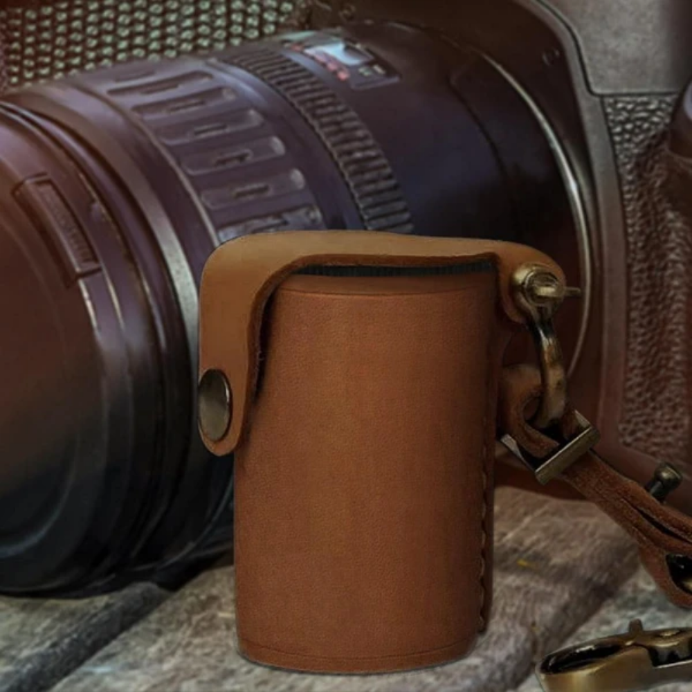 Camera Roll Keychain Leather Bottle Case
