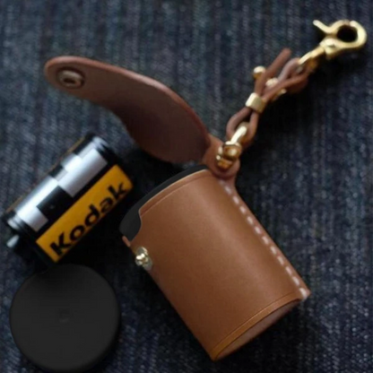 Leather Bottle Case For Camera Roll Keychain