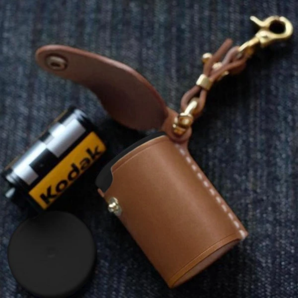 Leather Bottle Case For Camera Roll Keychain
