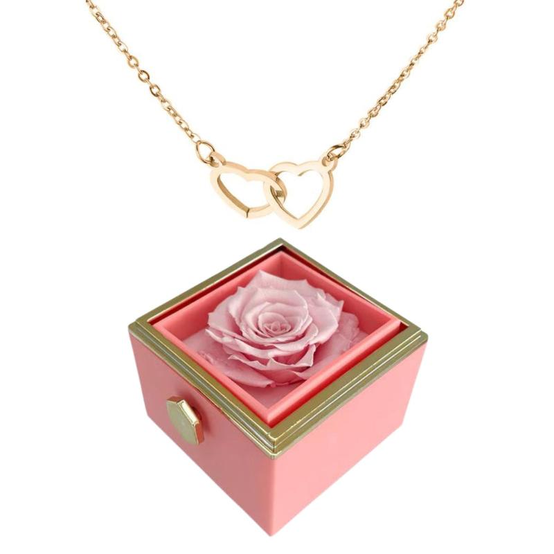 Eternal Rose Gift Box With Engraved Design Necklace