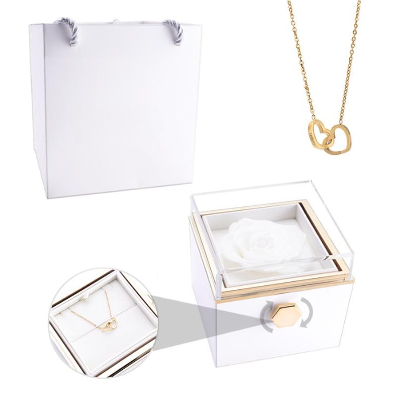 Eternal Rose Gift Box With Engraved Necklace