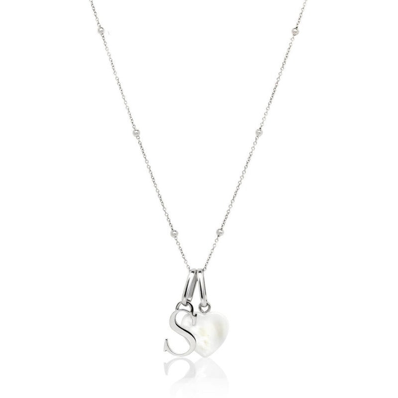 Stainless Steel Initial Letter Necklace With Birthstone