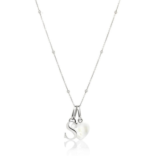 Stainless Steel Initial Letter Necklace With Birthstone